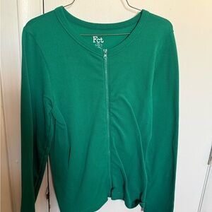 Fct Green Zip-Front Long Sleeve Top